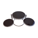 Table basse ronde 3 plateaux en verre trempé noir