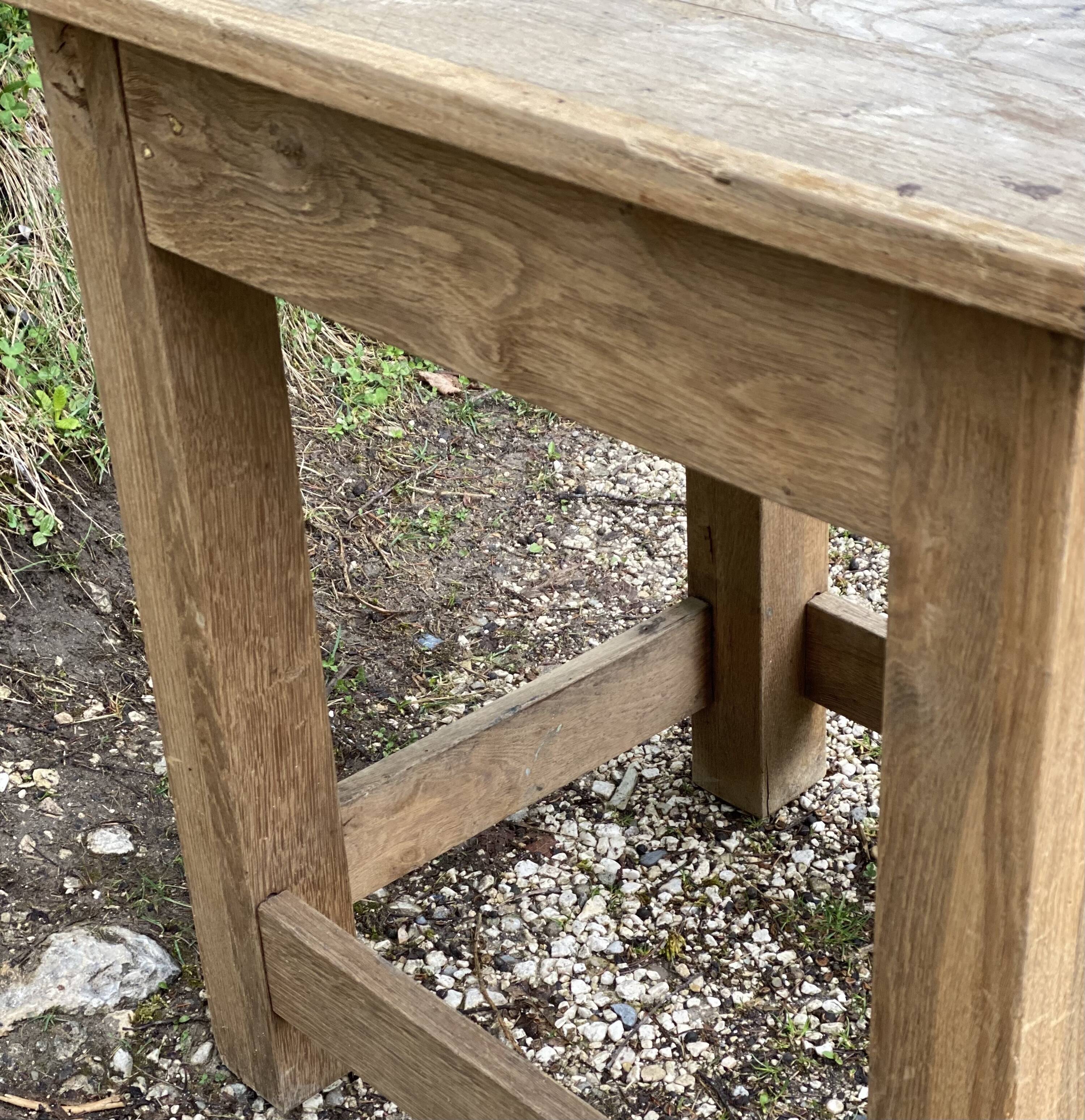 Brutalist table with 1 drawer, stripped oak.