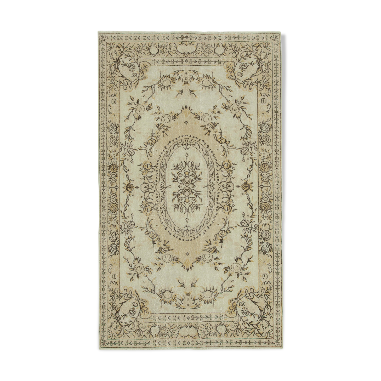 Handwoven one-of-a-kind anatolian beige carpet 160 cm x 271 cm