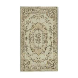 Tapis beige anatolien unique en son genre tissé à la main 160 cm x 271 cm