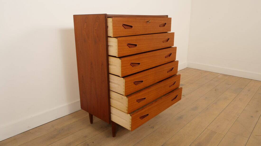 Commode danoise vintage 6 tiroirs en teck