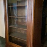 Walnut display cabinet with drawer