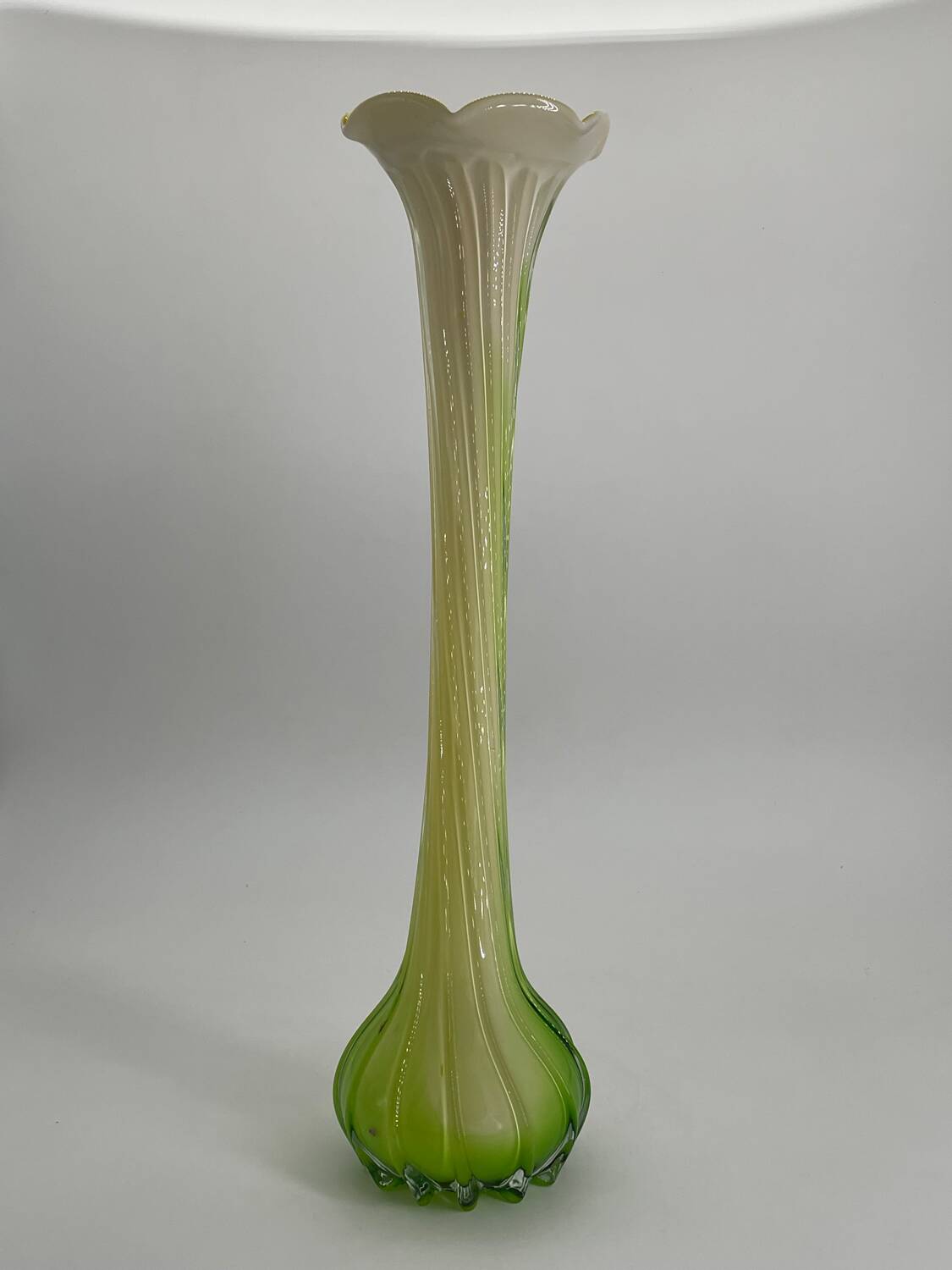 Large vintage Murano style blown glass corolla vase