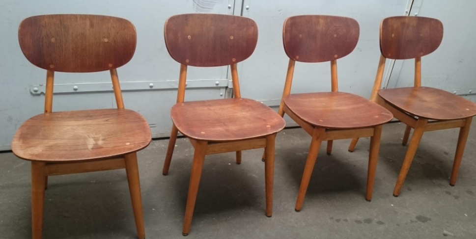Set of 4 sb13 lounge chairs & table by cees braakman for pastoe, 1950 s,.