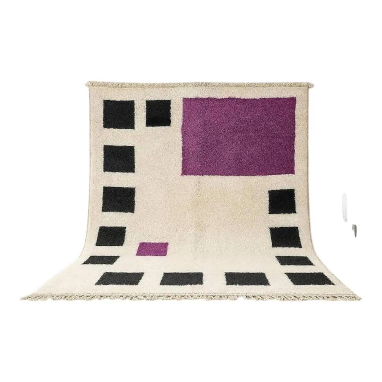 Handwoven rug 200x250 cm, wool, white, Morocco