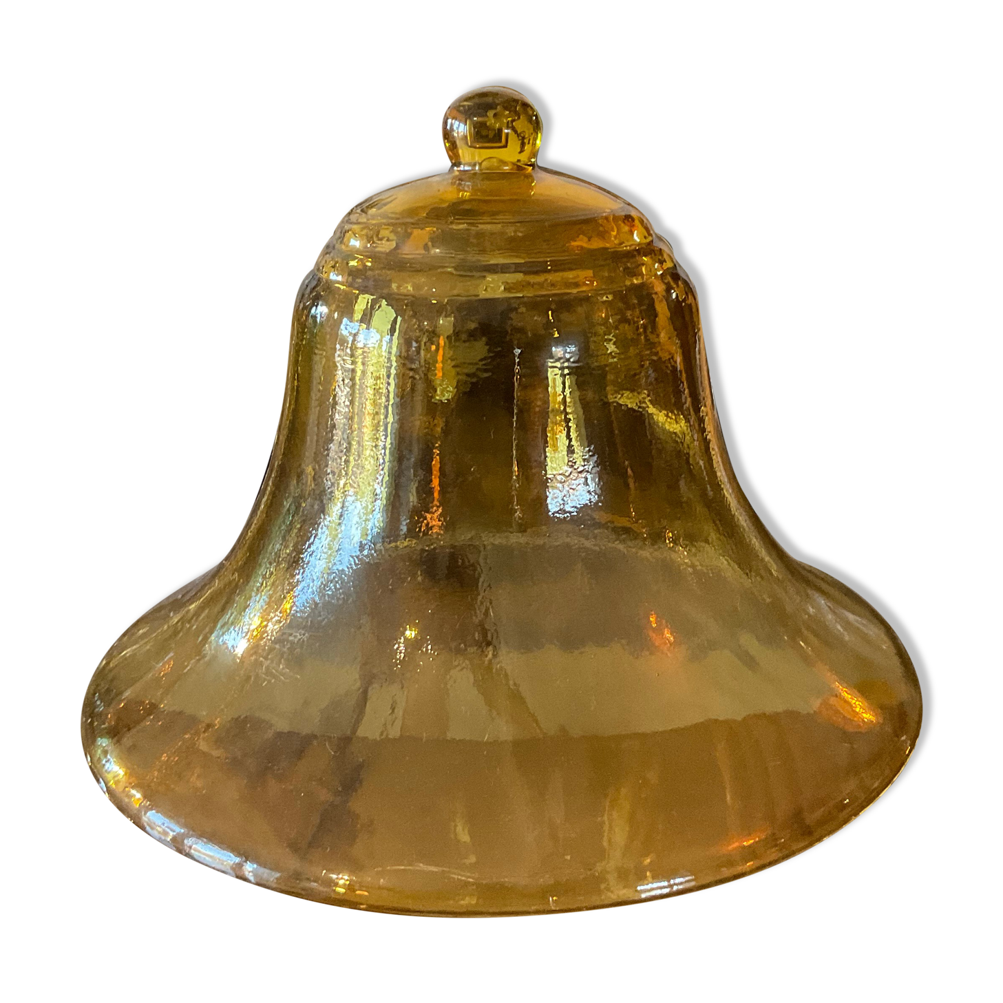 Yellow amber glass bell.old