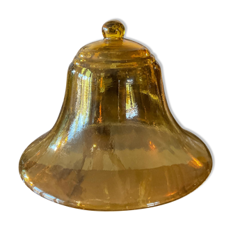 Cloche en verre ambre jaune ancien