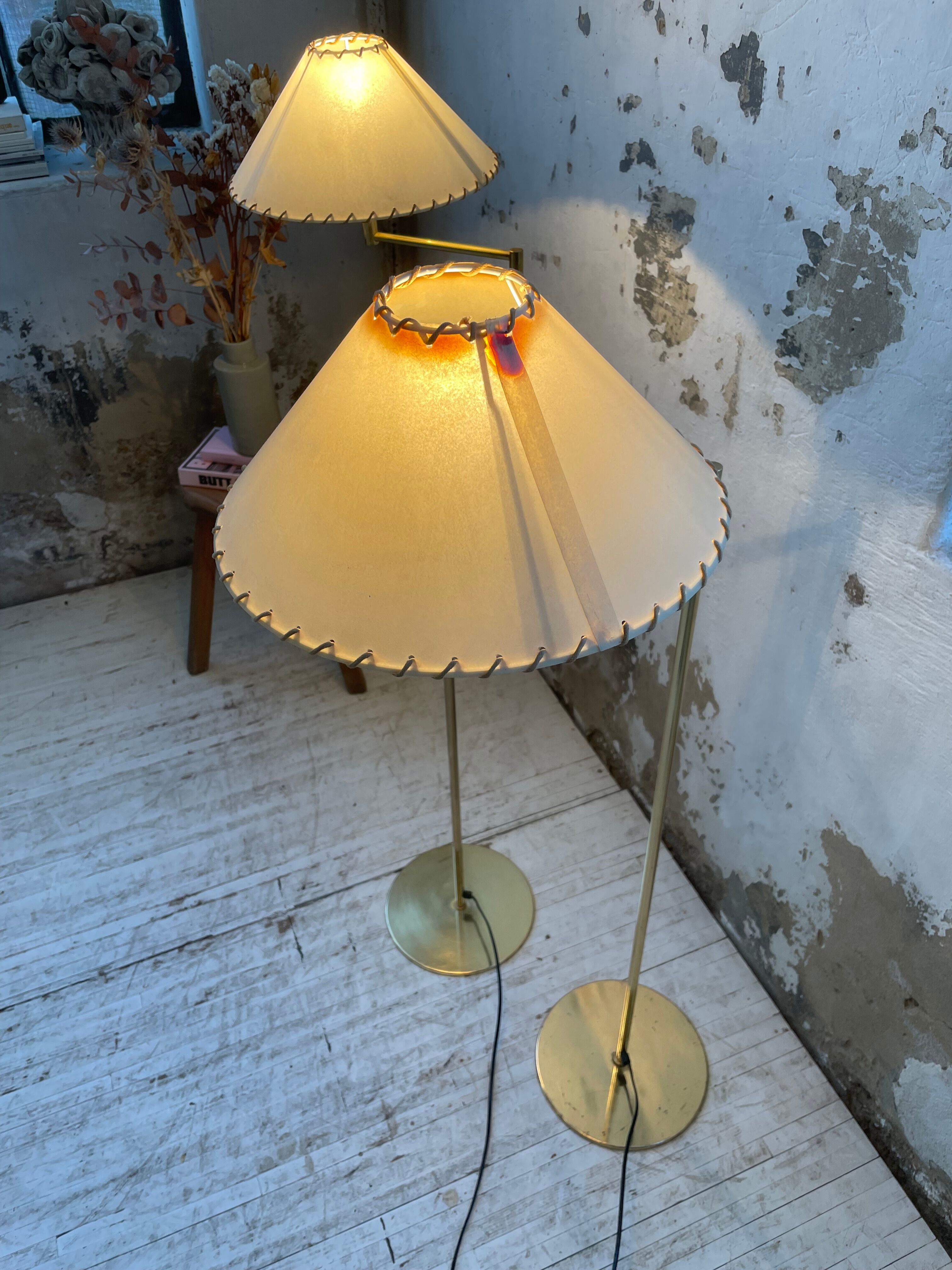 Pair of SCE floor lamps articulated brass 70s
