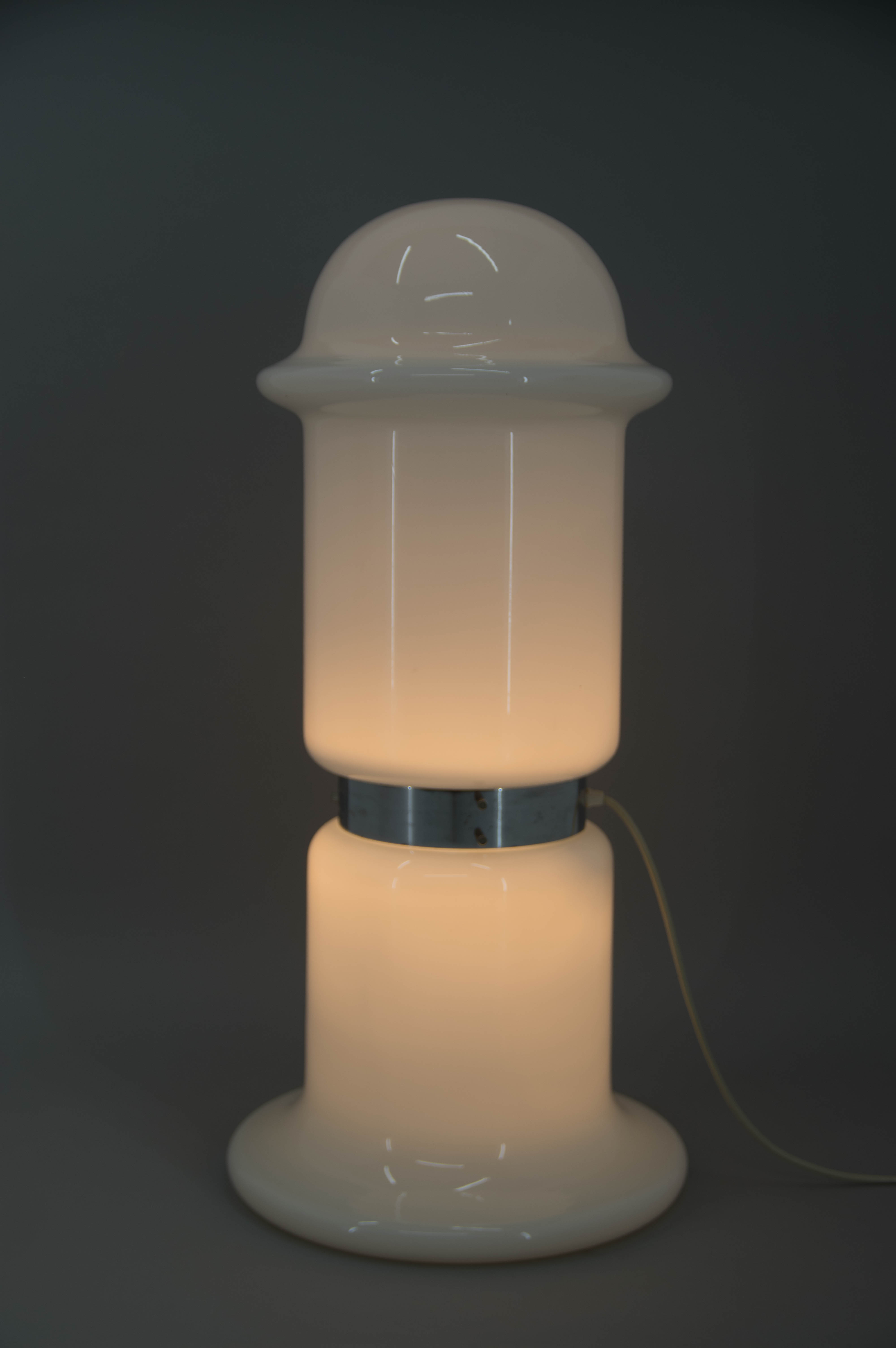 White glass floor lamp, czechoslovakia, 1970s
