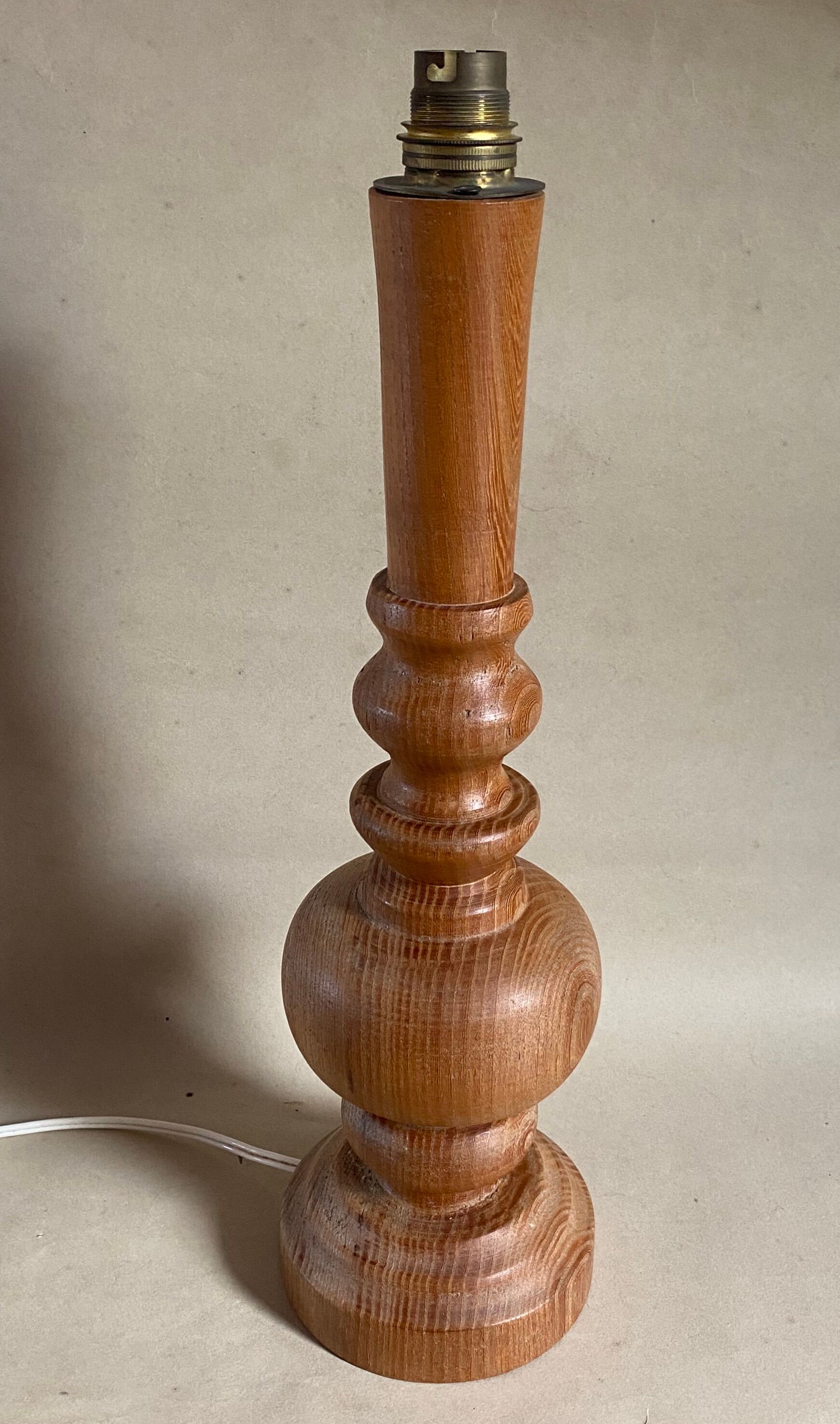Wooden lamp foot turned vintage 1970