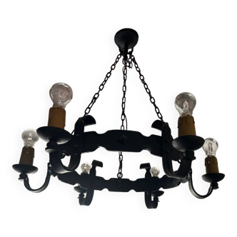 Rustic wrought iron chandelier – 6 lights – medieval/country style