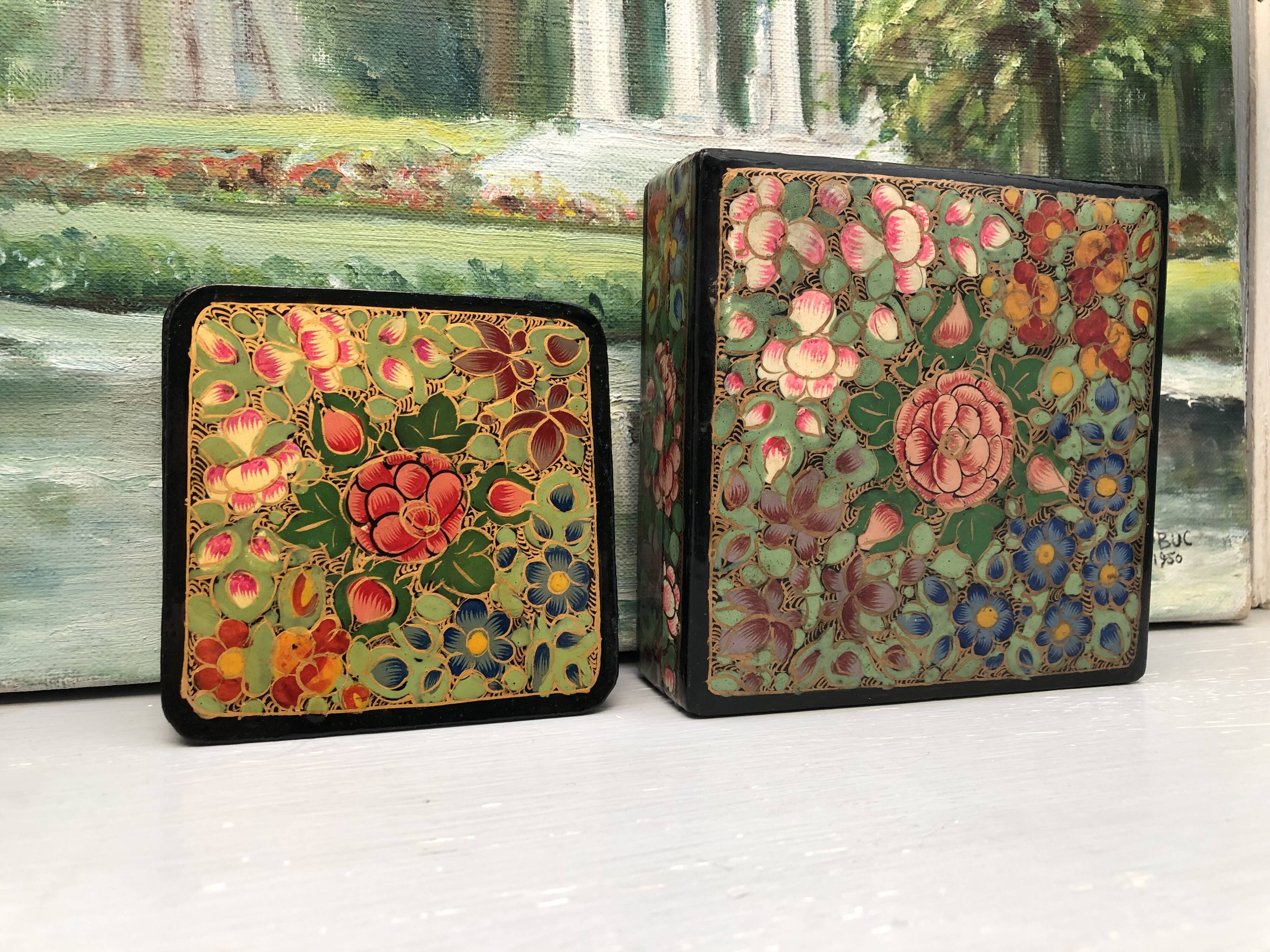 6 under glass decorated with flowers