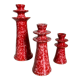 Set of ceramic candle holders tamegroute red