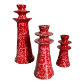 Set of ceramic candle holders tamegroute red