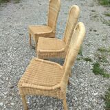 Série de 3 chaises en rotin