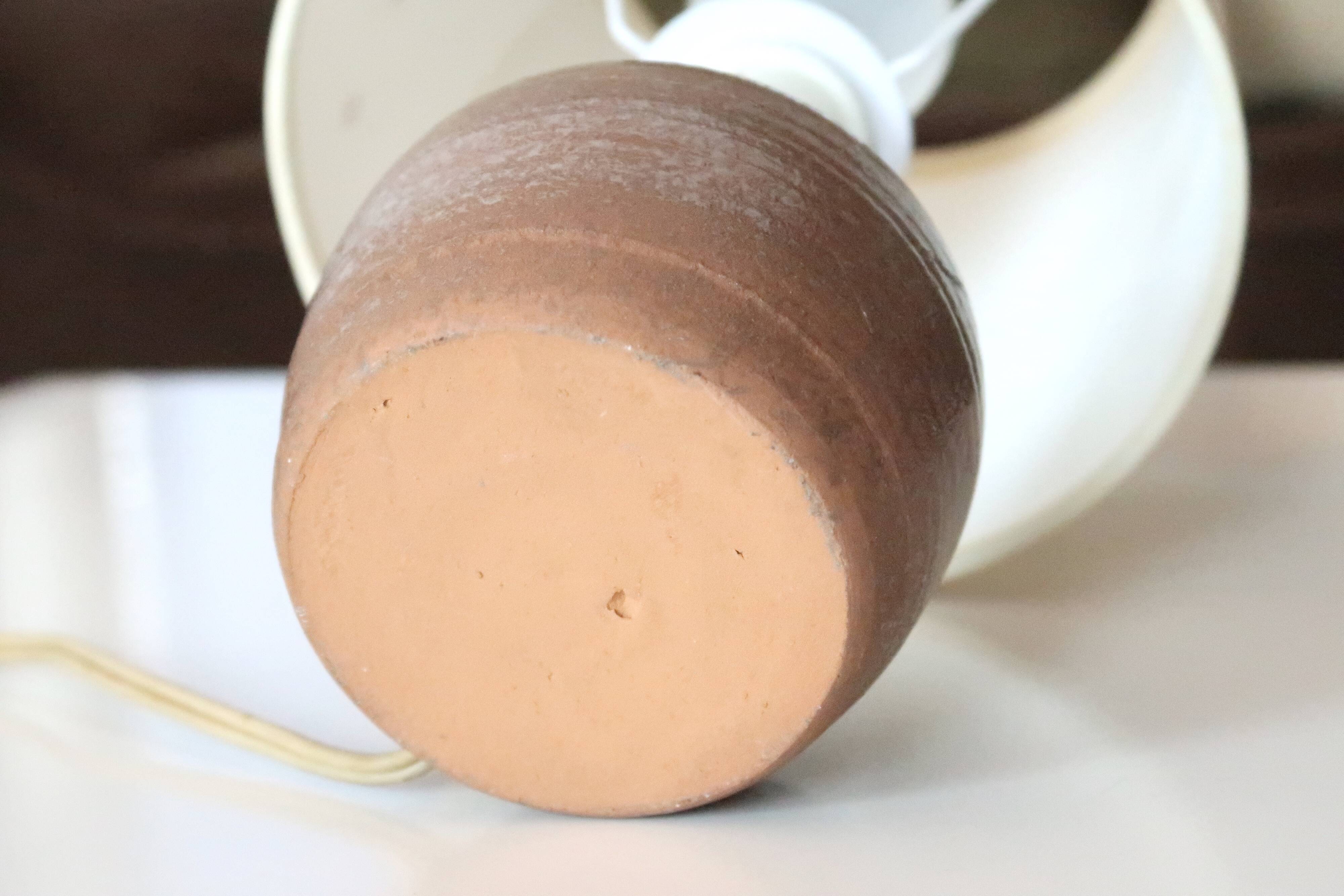 Ceramic lamp with herbarium-style shade from the 60s