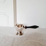 Classic style sauce boat, Perlas model, in silver metal, with removable handle