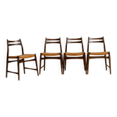 Set of 4 caned Scandinavian chairs — Denmark, 1980s