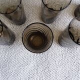 Set of 7 twisted smoked glass orangeade glasses
