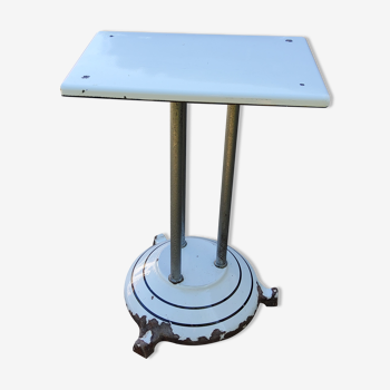 High art deco pedestal table in enamelled and chromed metal from the 30s