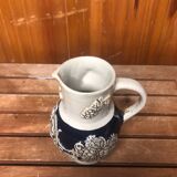 Ancien pichet alsace céramique gris bleu décor vignes vintage
