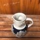 Old alsace ceramic pitcher gray blue vintage vines decor