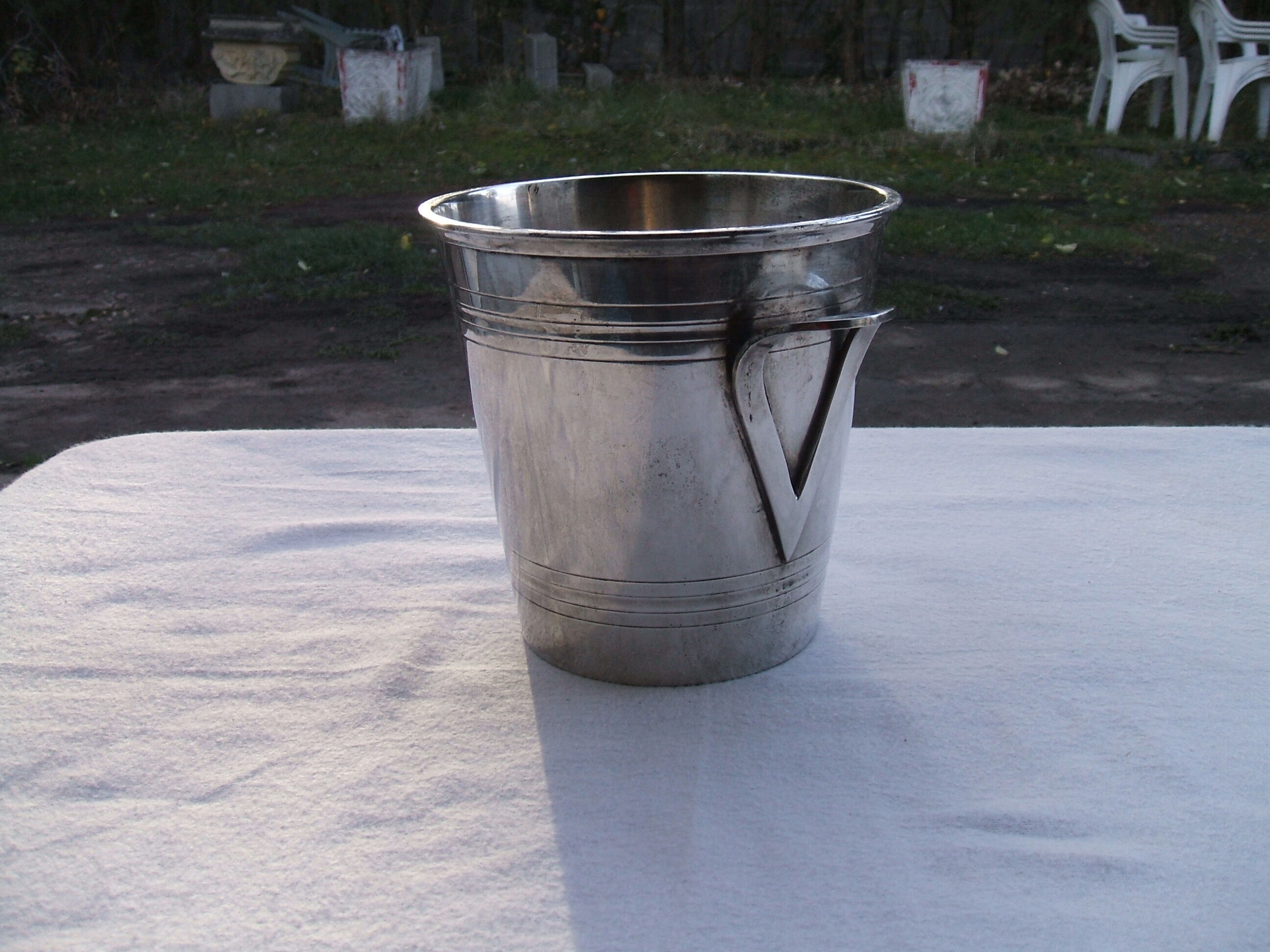 Bucket a champagne metal argente art deco