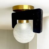 Black wood flush mount lamp