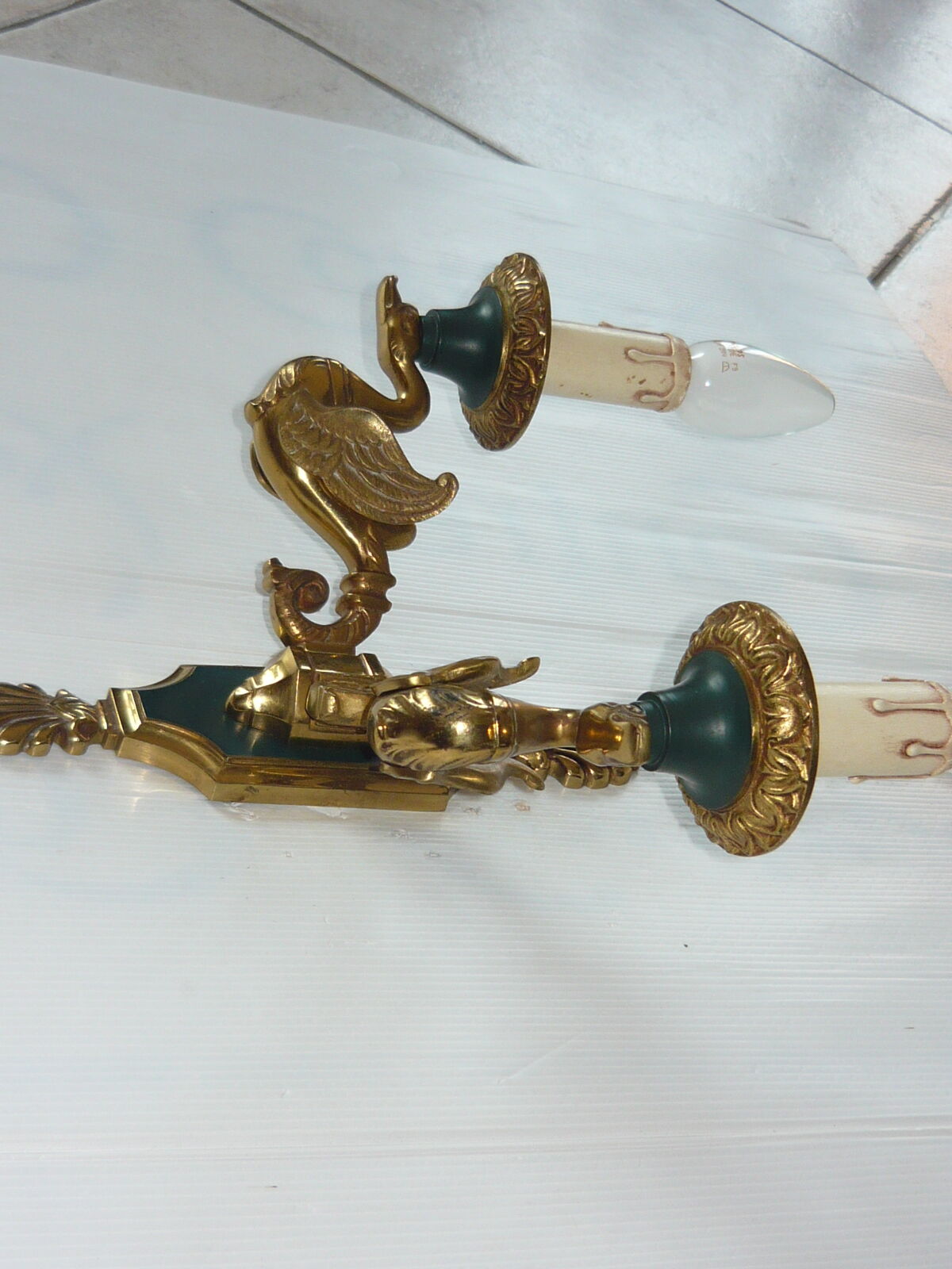 Empire lucien gau style gilt bronze wall lamp