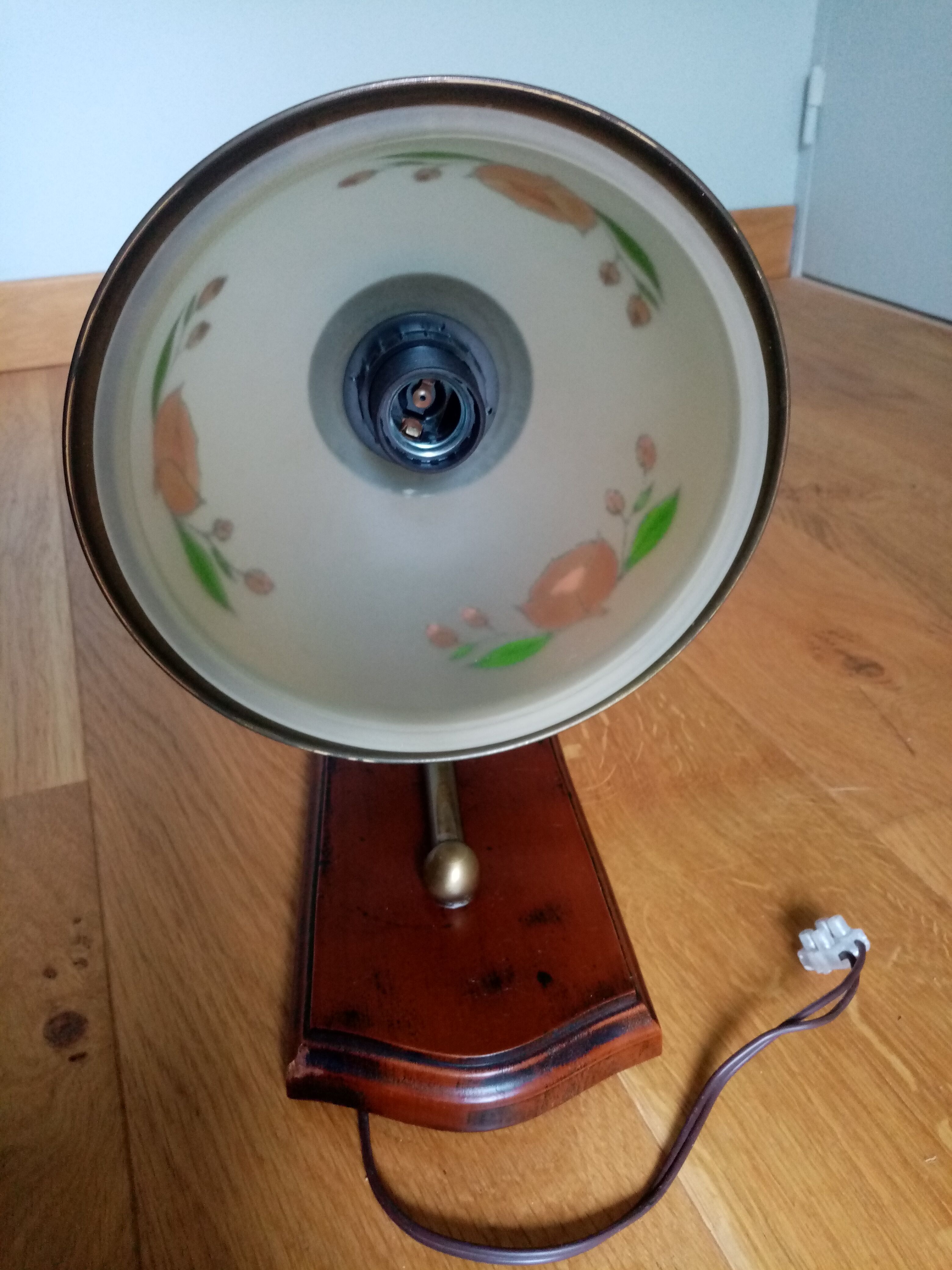 Wood brass glass sconce