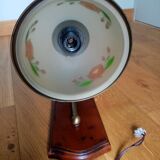 Wood brass glass sconce