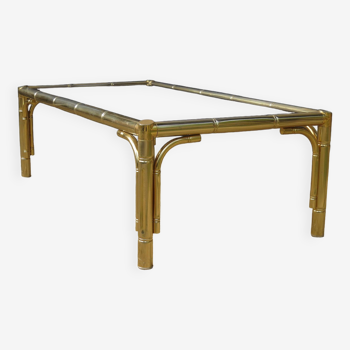 Table basse métal doré façon bambou 70/80's