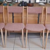 6 original Scandinavian chairs in light solid wood