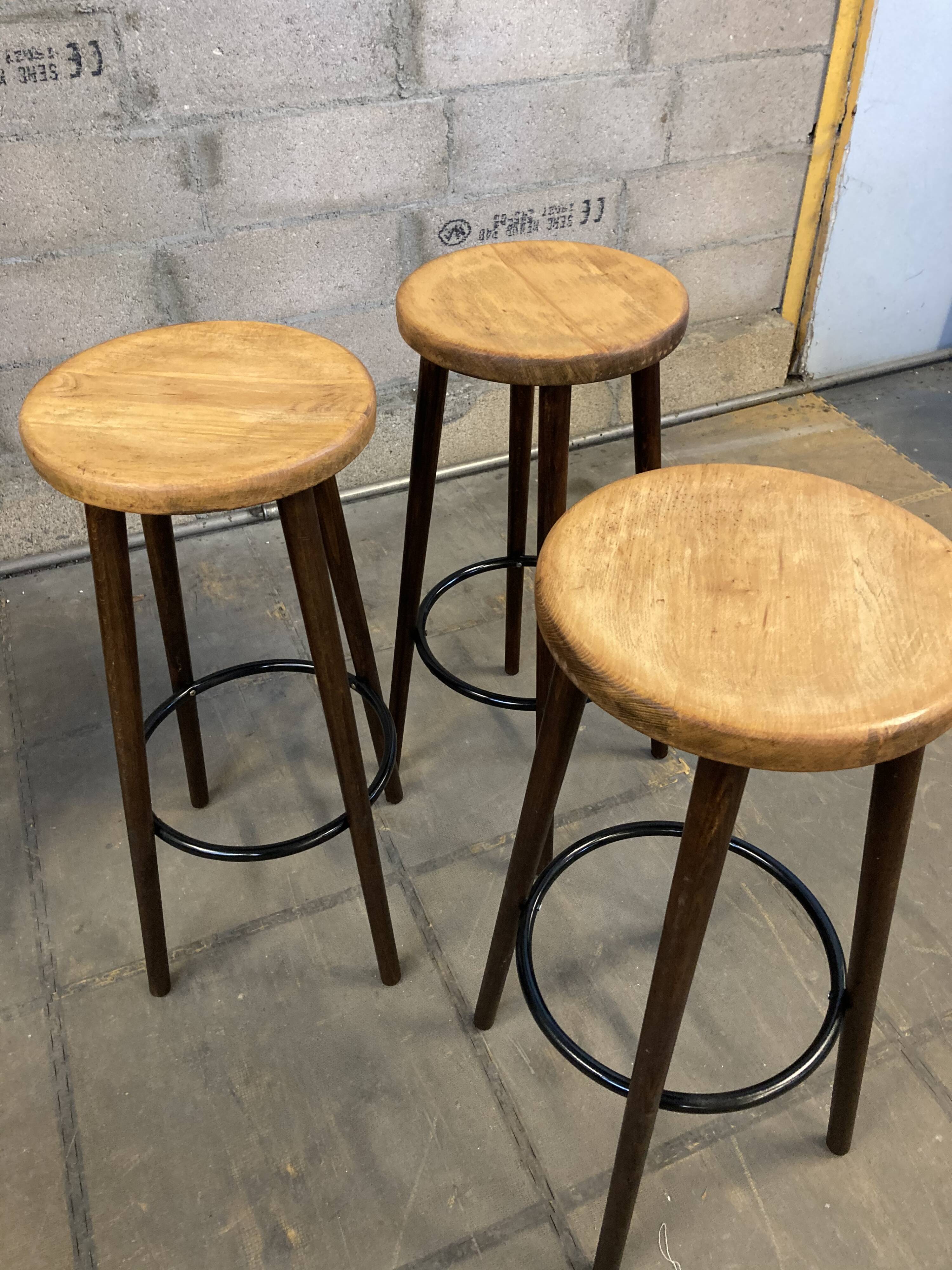 Lot of 3 old bar stools