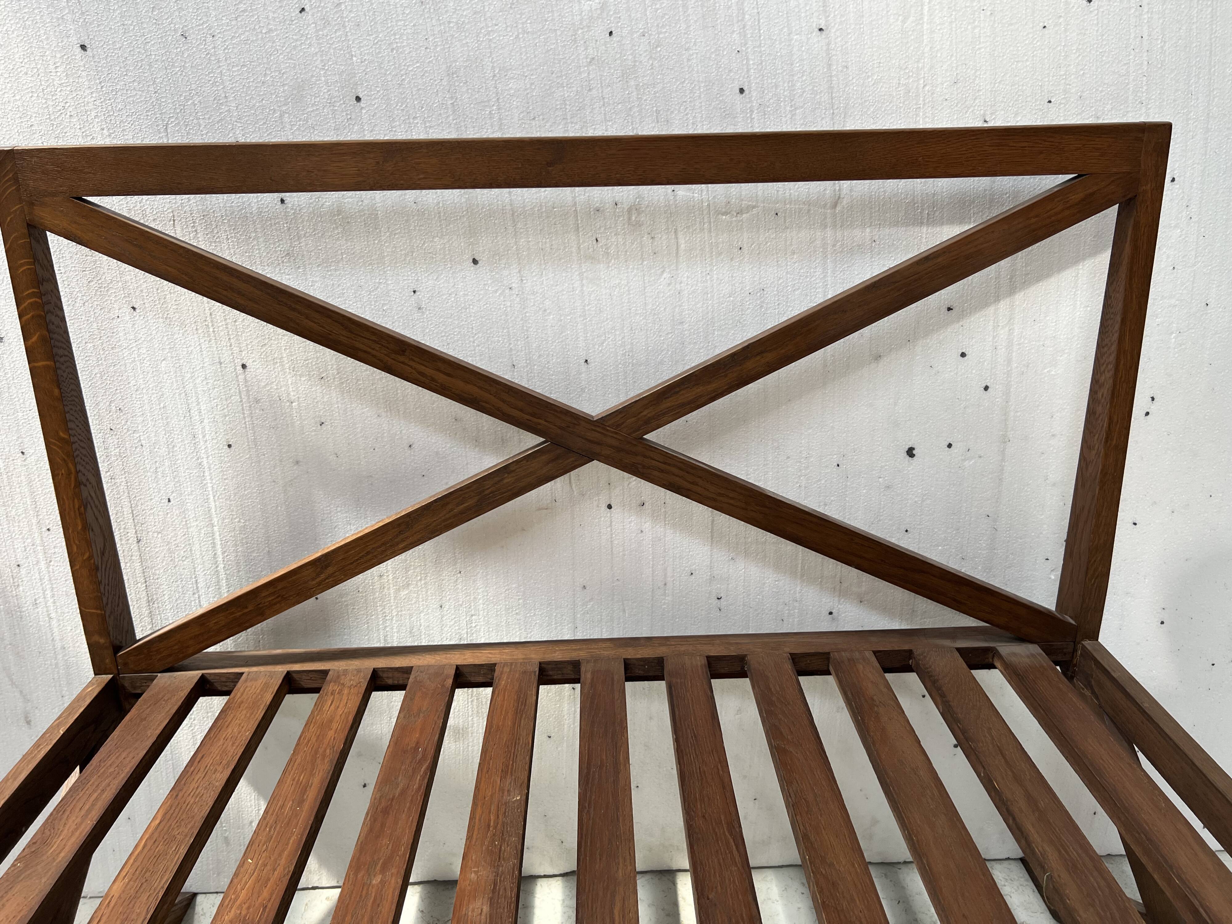 Solid oak terrace bench from the 70s