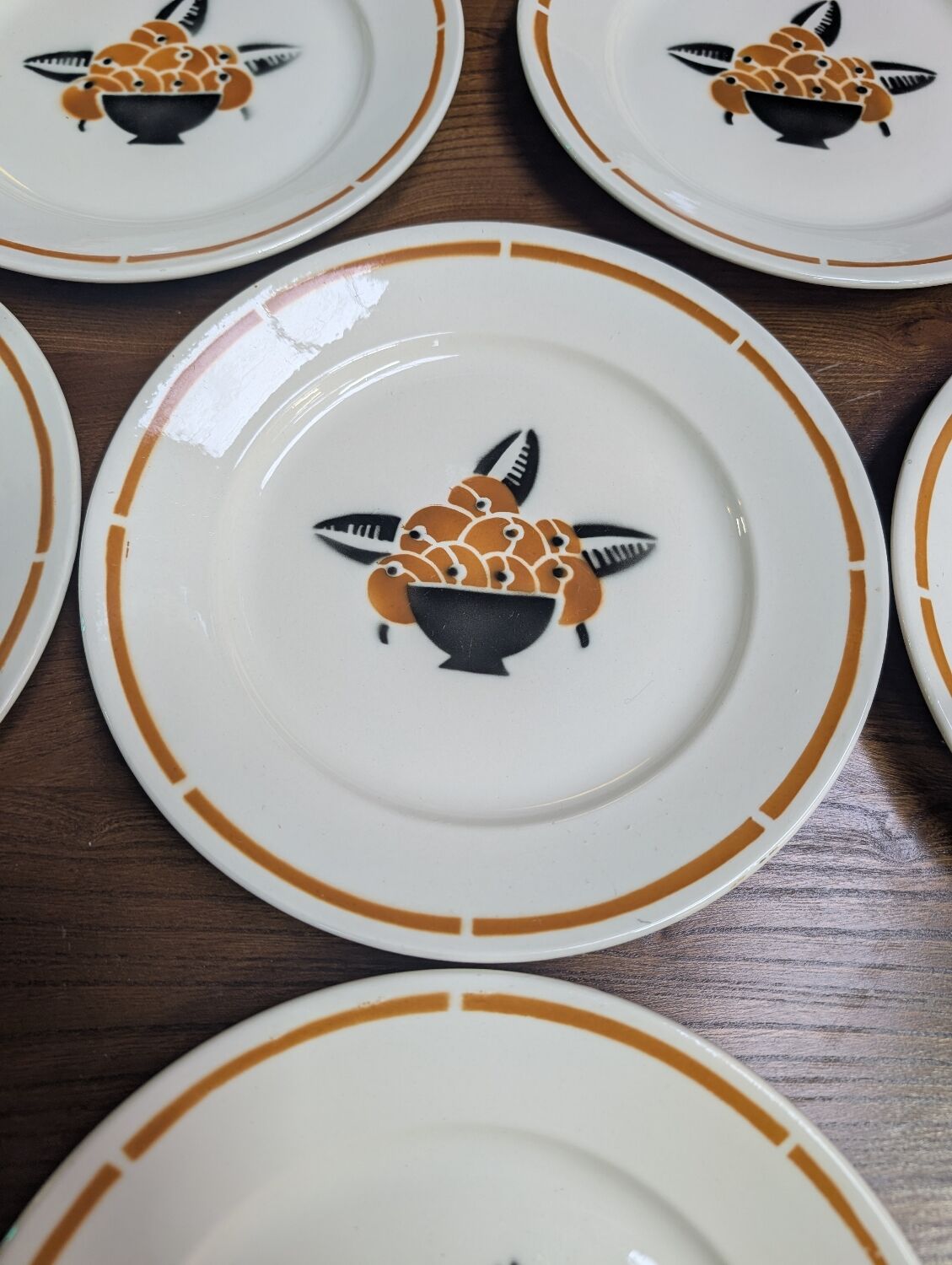 Set of 6 vintage Badonviller France "Jade" dinner plates