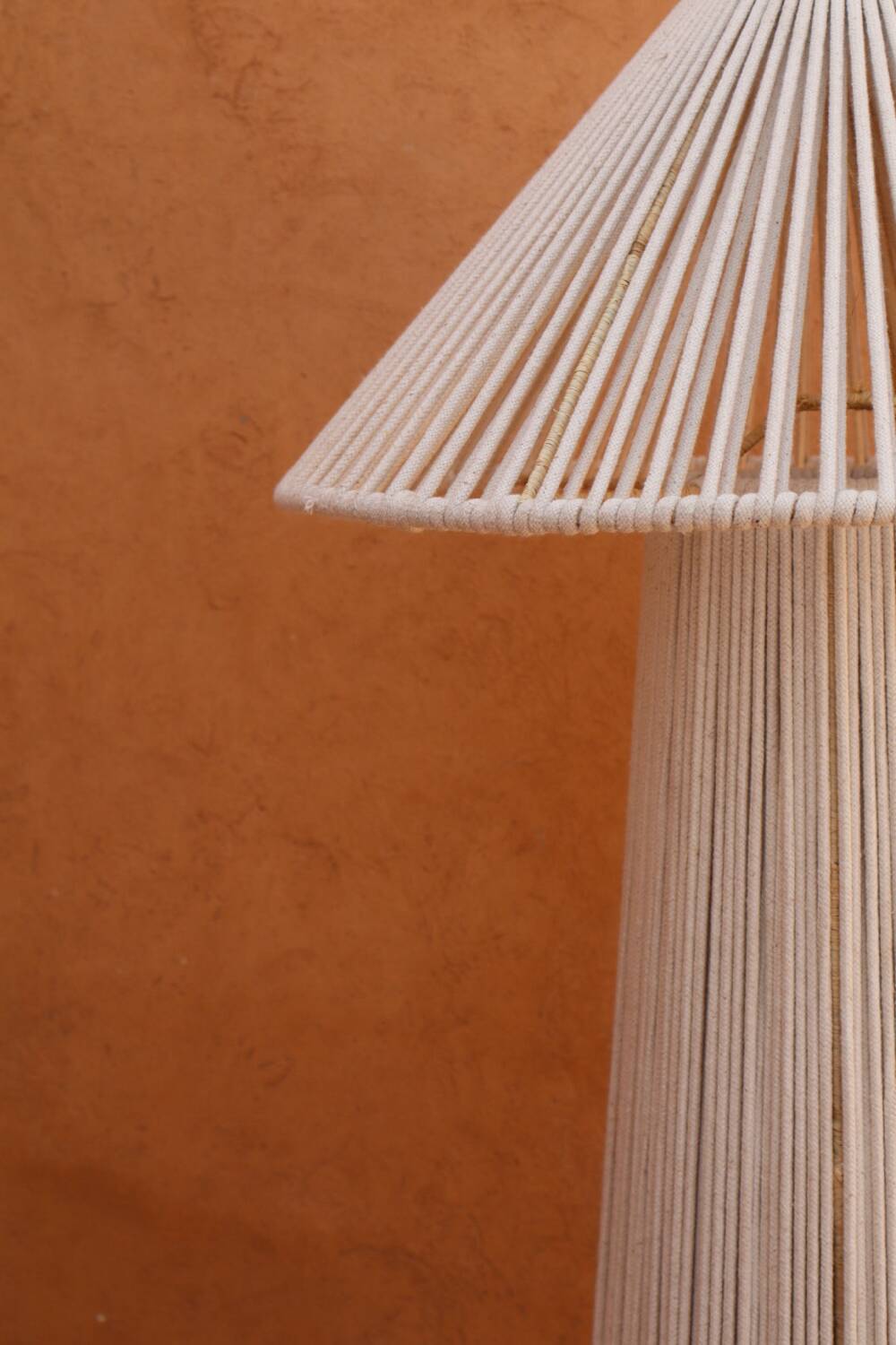 Off-white cotton hat floor lamp