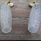 Vintage brass sconces and moulded glass wheat spikes