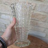 Ancien vase en verre pressé style art deco sklo union