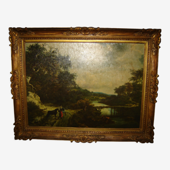 Old frame in hand-sculted gilded wood