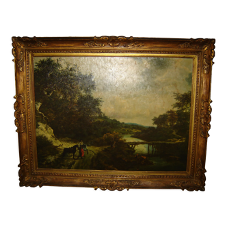 Old frame in hand-sculted gilded wood