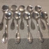 10 silver-plated metal ice scoops, silversmith Saglier Frères, gadroons