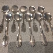 10 silver-plated metal ice scoops, silversmith Saglier Frères, gadroons