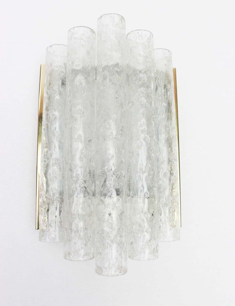 Pair of brass or ice glass wall sconces from Doria Germany 1960s