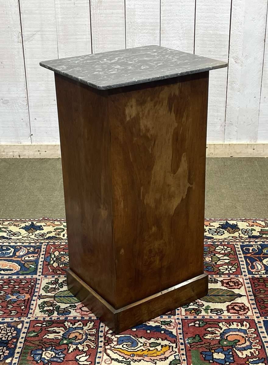 19th century bedside table in walnut, oak and marble top