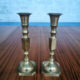 Duo of brass candle holders