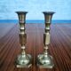 Duo of brass candle holders