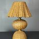 Midcentury rattan wicker mushroom table lamp, 1950s
