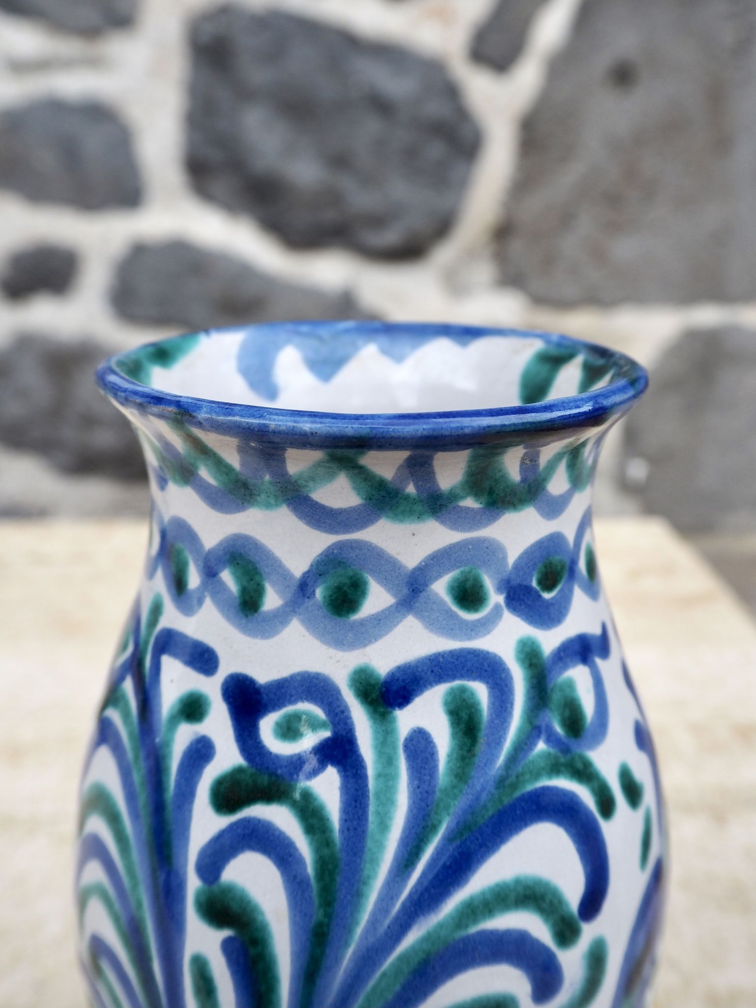 Vase en céramique espagnole Fajalauza, années 1970