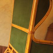 Mid-century wingback chair in bamboo and olive green, 1960s